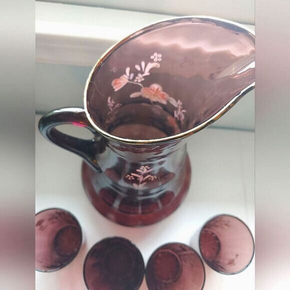 Antique EAPG Dugan glass pitcher set - Picture 6 of 10